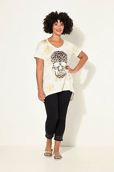 Angel of Style T-Shirt T-Shirt Leo-Totenkopf V-Ausschnitt Halbarm günstig online kaufen