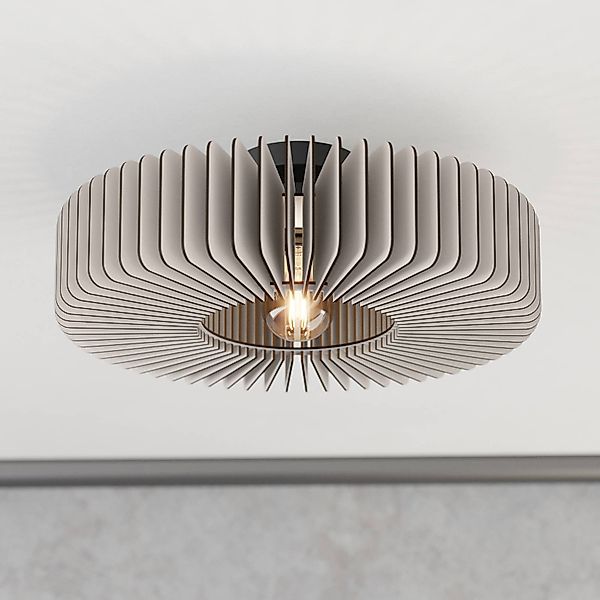 Deckenlampe Palombaia, weiß, Ø 50 cm, Stahl/Holz, E27 günstig online kaufen