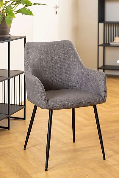 ACTONA GROUP Esszimmerstuhl "Lizzy Armlehnstuhl" () Stoff, schwarze Stahlbe günstig online kaufen