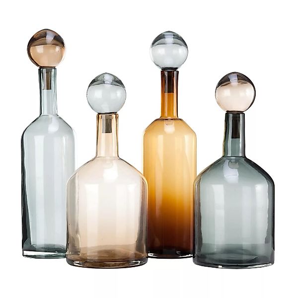Karaffe Bubbles & Bottles glas gelb grau beige / Glas - 4er-Set - Pols Pott günstig online kaufen