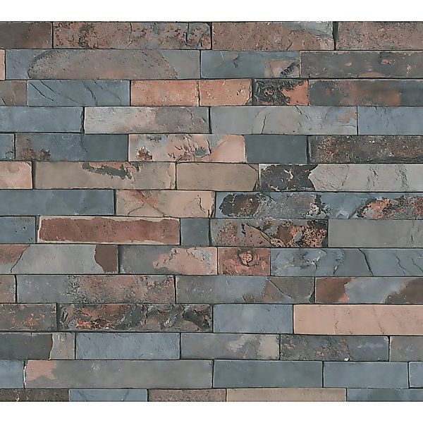PROFHOME 355823-GU Stein Kacheln Tapete Natur Matt Grau Braun 0,53 m x 10,0 günstig online kaufen