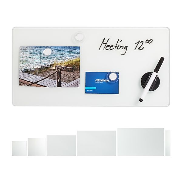 relaxdays Magnettafel Glas-Magnetboard Weiß, 20 x günstig online kaufen