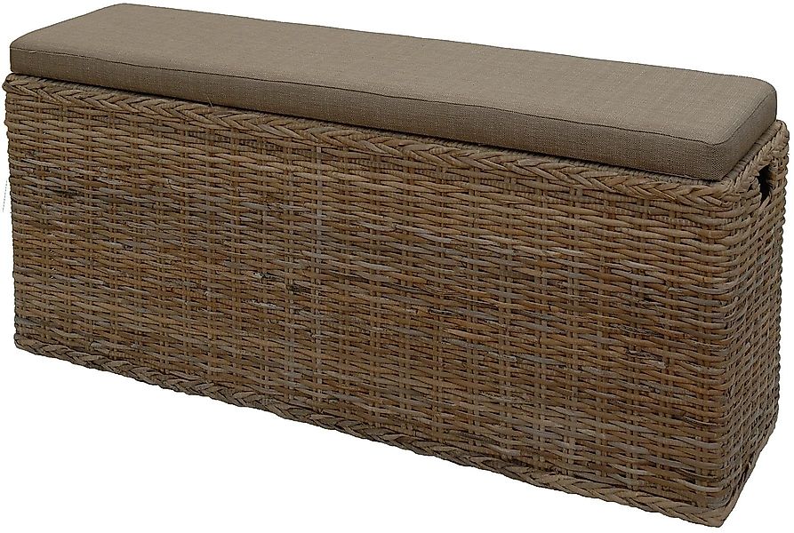 Krines Home Wäschetruhe Breite Sitzbank mit Stauraum Sitztruhe Natur-Rattan günstig online kaufen