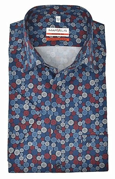 MARVELIS Kurzarmhemd Kurzarmhemd - Modern Fit - Muster - Bordeaux/Dunkelbla günstig online kaufen