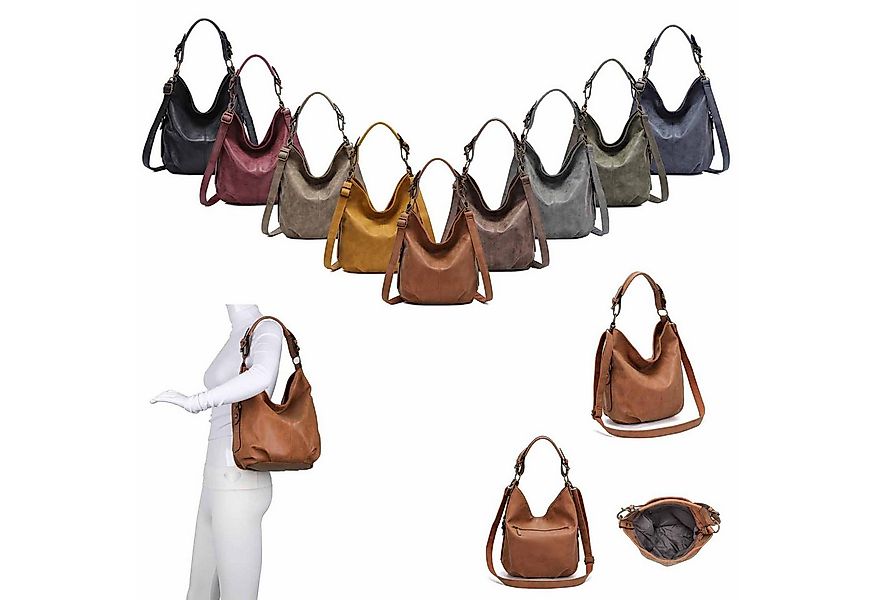 ITALYSHOP24 Schultertasche DAMEN SHOPPER Hobo Bag Umhängetasche Handtasche günstig online kaufen