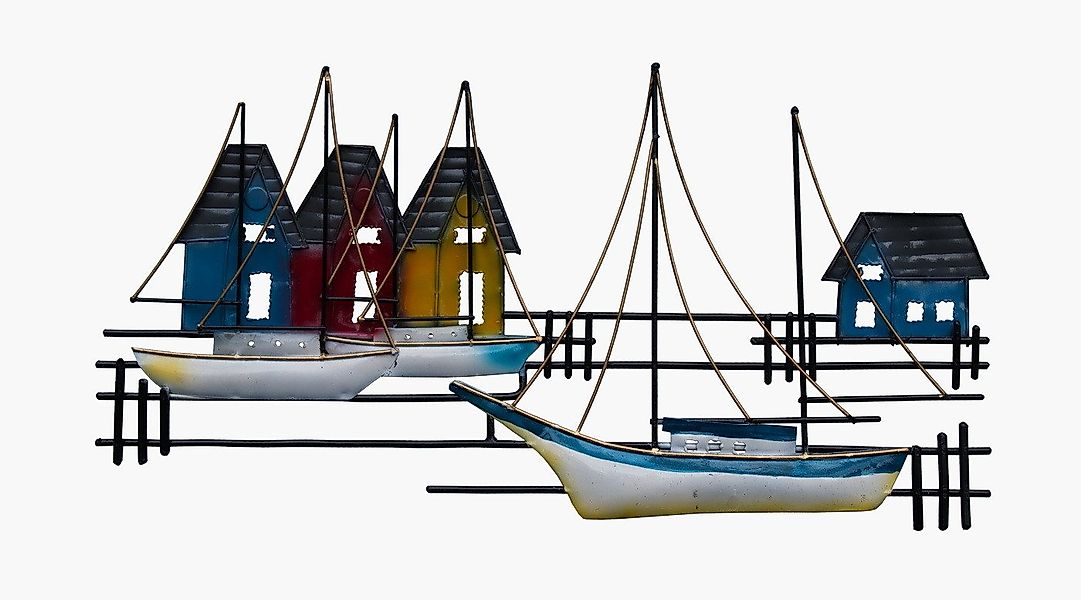 Kaufhaus le petit Wanddekoobjekt Wanddeko Schiff mit Häuser Metall Segelboo günstig online kaufen