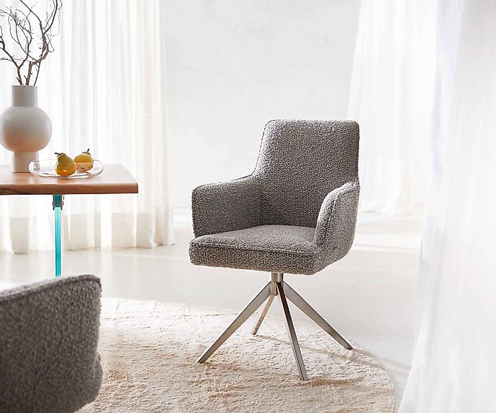 Drehstuhl Heira-Flex mit Armlehnen Materialmix Schlamm Kreuzgestell breit E günstig online kaufen