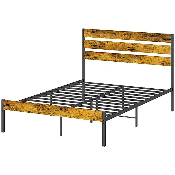 HOMCOM Doppelbettgestell 140 x 200 cm Industrie Doppelbett mit Stauraum unt günstig online kaufen