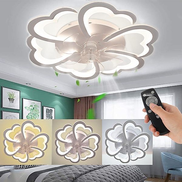 LETGOSPT Deckenleuchte Deckenventilator mit Lampe, 50W günstig online kaufen