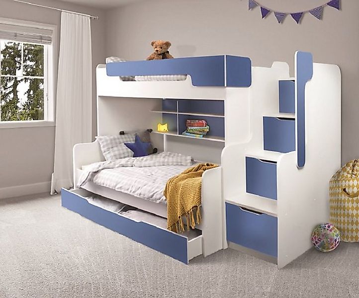 Möbel-Zeit Etagenbett Etagenbett HARRY mit Stauraum-Treppe günstig online kaufen