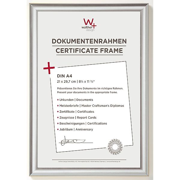 walther design Trendstyle Kunststoff Bilderrahmen  21x29,7 cm Silber günstig online kaufen