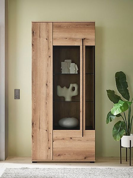 Home affaire Vitrine Cantara, Vitrinenschrank in Eiche Evoke oder weiß, Sta günstig online kaufen