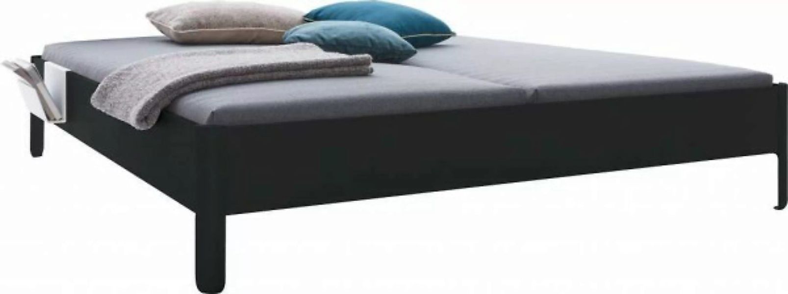 NAIT Doppelbett farbig lackiert Graphitschwarz 160 x 200cm Ohne Kopfteil günstig online kaufen