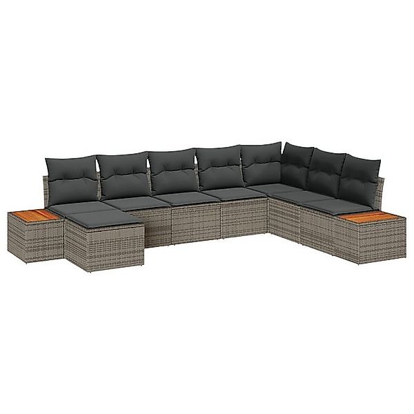 vidaXL Loungesofa 8-teiliges Garten Sofa Set mit Kissen Grau Poly Rattan, 8 günstig online kaufen