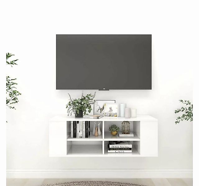 furnicato TV-Schrank TV-Wandschrank Hochglanz-Weiß 102x35x35 cm Holzwerksto günstig online kaufen