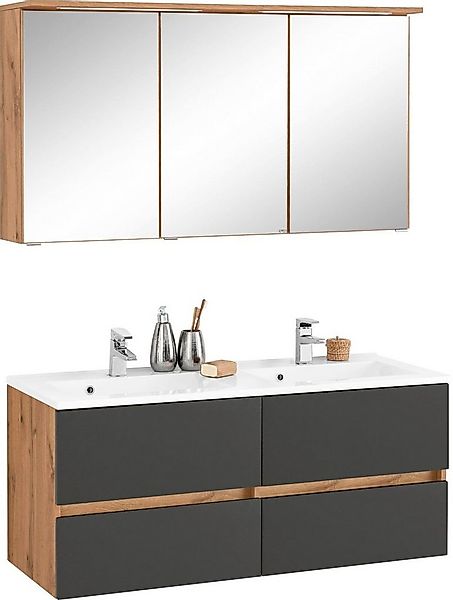 welltime Badmöbel-Set Lucca, (2-St), Doppelwaschtisch, Breite 120 cm günstig online kaufen