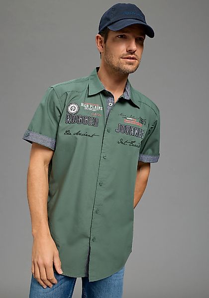 Mans World Kurzarmhemd mit Print und Aufnähern günstig online kaufen