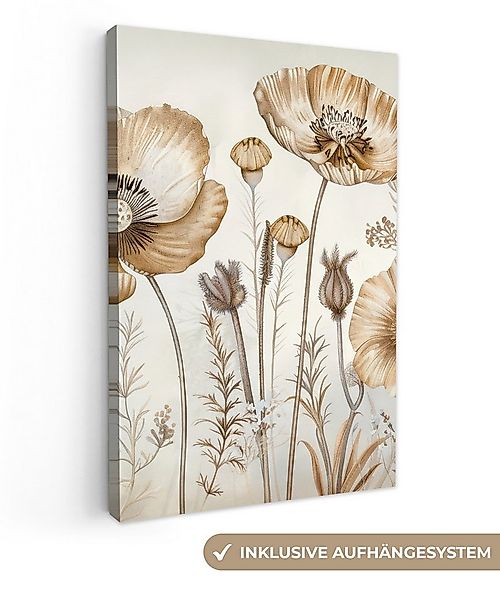 OneMillionCanvasses® Leinwandbild Blumen - Beige - Natur - Illustration, Fo günstig online kaufen