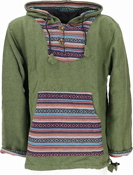 Guru-Shop Sweater Goa Kapuzenshirt, Baja Hoody - grün/bunt Hippie, Ethno St günstig online kaufen