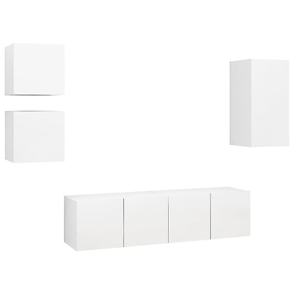 vidaXL 5-Tlg TV-Schrank-Set Weiß Holzwerkstoff 3078695 günstig online kaufen