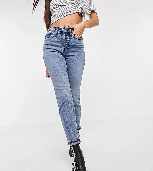 Only Tall – Josie – Jeans mit schmalem Bein und hohem Bund in Mittelblau günstig online kaufen