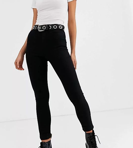Noisy May Tall – Callie – Eng geschnittene Jeans mit hohem Bund in Schwarz günstig online kaufen