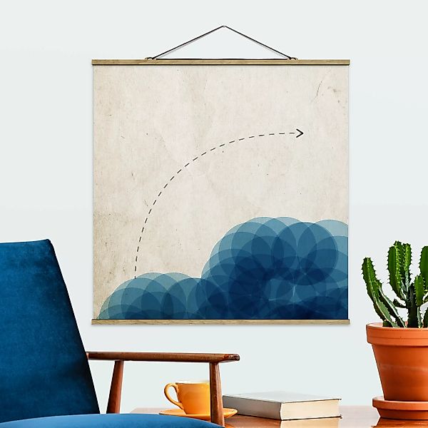Stoffbild mit Posterleisten Abstrakte Formen - Kreise in Blau günstig online kaufen