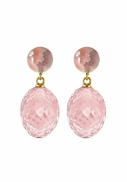 Gemshine Paar Ohrhänger 3-D Rosenquarz, Natürliche günstig online kaufen