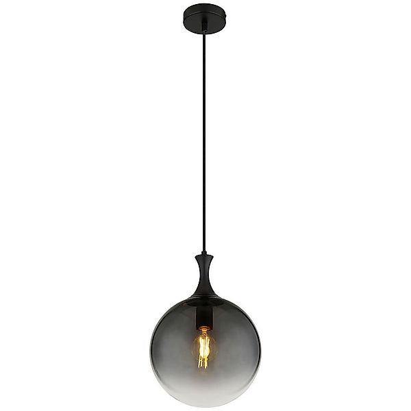 GLOBO Pendelleuchte Rauch mattschwarz Metall Glas H/D: ca. 141x25 cm E27 1 günstig online kaufen