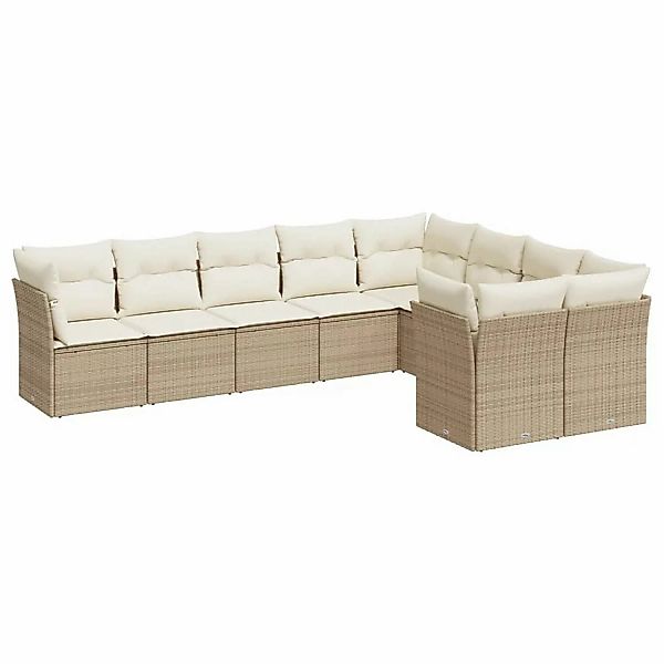 vidaXL 9-tlg Garten-Sofagarnitur mit Kissen Beige Poly Rattan Modell 36 günstig online kaufen