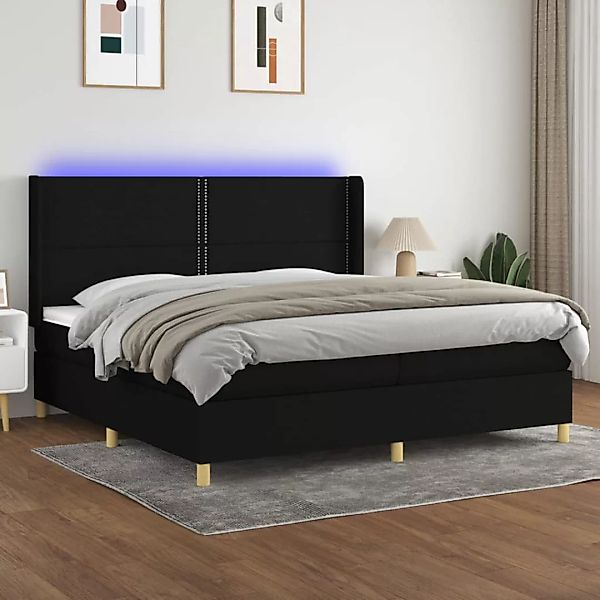 vidaXL Boxspringbett Boxspringbett mit Matratze LED Schwarz 200x200 cm Stof günstig online kaufen