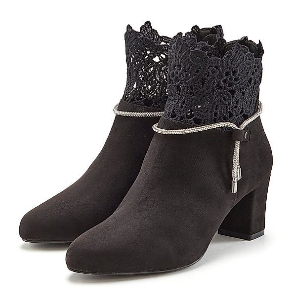 LASCANA Stiefelette mit elegantem Spitzenbesatz, Stiefel, günstig online kaufen