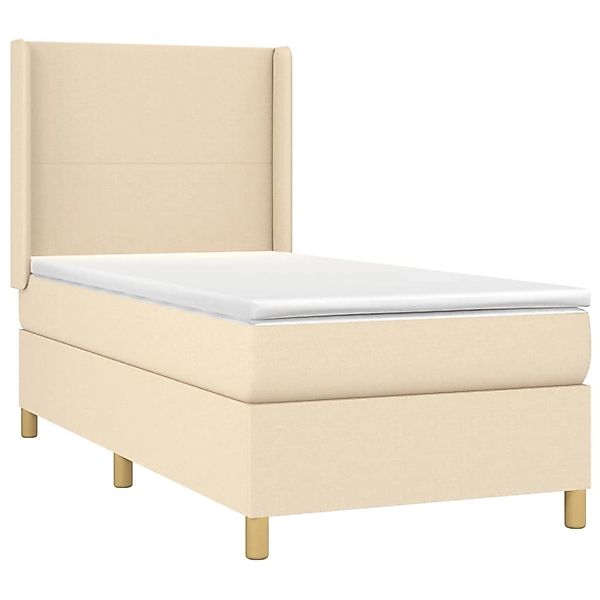 vidaXL Boxspringbett mit Matratze & LED Creme 90x200 cm Stoff 3138690 günstig online kaufen