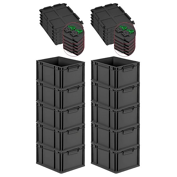 PROREGAL SuperSparSet 10x Eurobox Nextgen Grip Mit Scharnierdeckel Und Grün günstig online kaufen