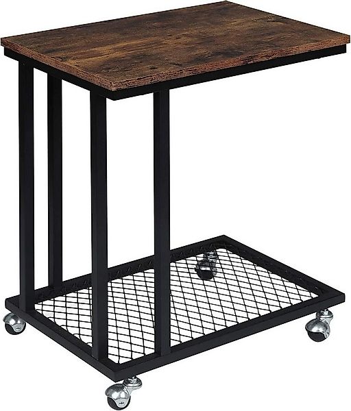 Woltu Couchtisch, Beistelltisch mit Rollen aus MDF Metall Industriedesign günstig online kaufen
