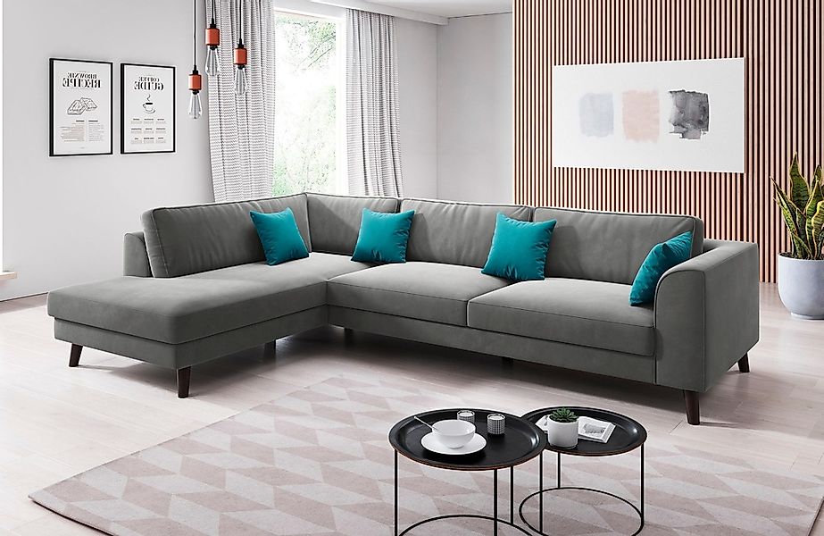 INOSIGN Ecksofa "Laurentia, L-Form", mit 4 Zierkissen, Ottomane links oder günstig online kaufen