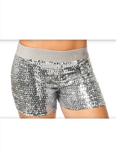 Metamorph Kostüm Pailletten Hotpants silber, Elastische Shorts mit Glitter- günstig online kaufen