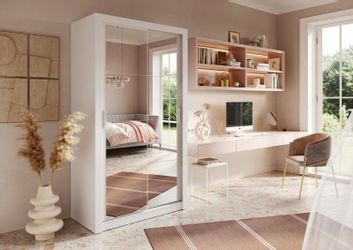 Compleo Schwebetürenschrank kleiner Schwebetürenschrank mit Spiegel, günstig online kaufen