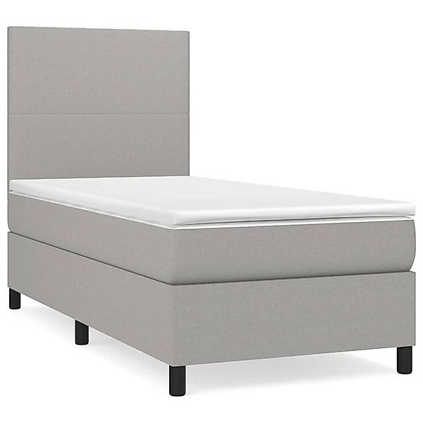 vidaXL Boxspringbett, Boxbett mit Matratze Hellgrau 90x200 cm Stoff günstig online kaufen