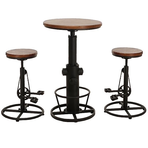 MCW Set Bartisch mit 2x Barhocker N20 Braun günstig online kaufen