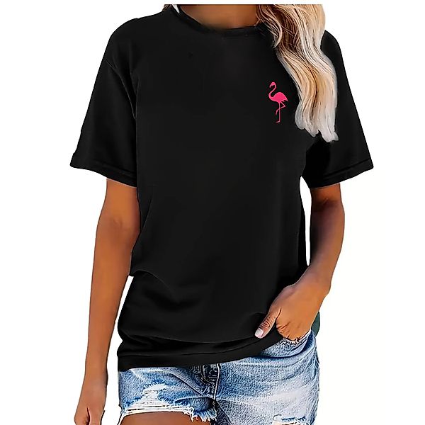 Banco T-Shirt Damen Sommer Flamingo Unifarben günstig online kaufen