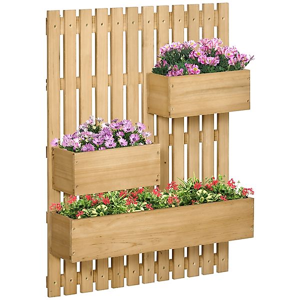 Outsunny Blumenkasten mit Spalier, bewegliches Hochbeet aus Massivholz, 60 günstig online kaufen
