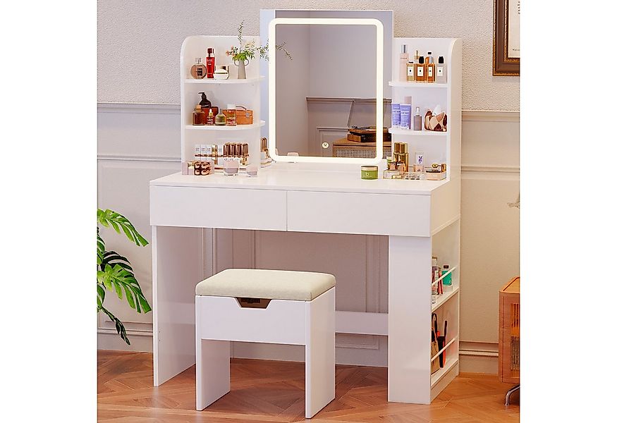 HOMALL Schminktisch mit Spiegel, LED-Beleuchtung, einstellbare Helligkeit, günstig online kaufen