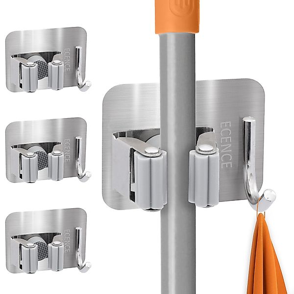 ECENCE Gartengerätehalter 4x Gerätehalter Selbstklebend Silber günstig online kaufen