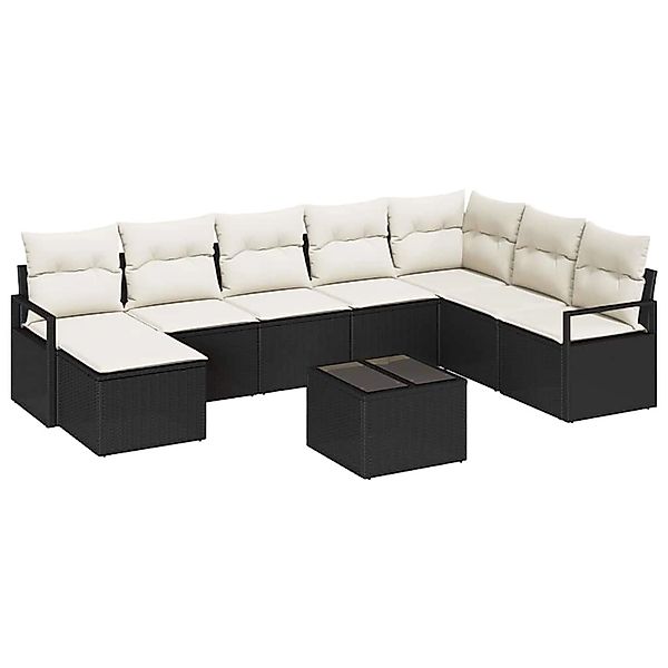 vidaXL Garten-Sofa-Set 9-Tlg Schwarz Poly Rattan 3346507 günstig online kaufen