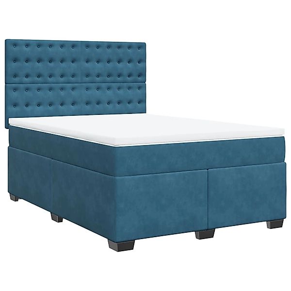 vidaXL Boxspringbett mit Matratze Blau 140x190 cm Samt2107167 günstig online kaufen