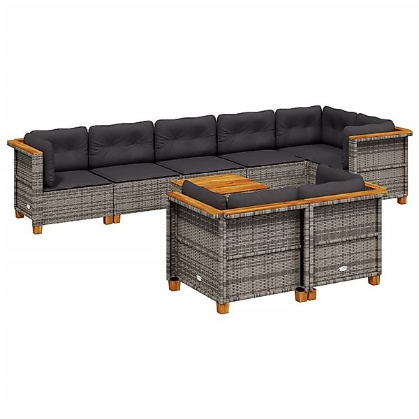 vidaXL 9-Tlg Garten-Sofagarnitur mit Kissen Grau Poly Rattan 3261894 günstig online kaufen