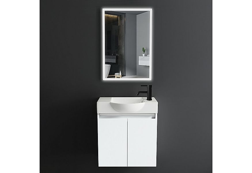 Alpenberger Badmöbel-Set mit Spiegel - Waschtisch mit Unterschrank + Badspi günstig online kaufen