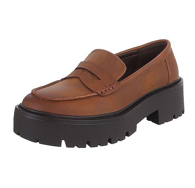 Ital-Design Elegante Plateau-Lederloafers für Damen im Alltag Slipper (9126 günstig online kaufen