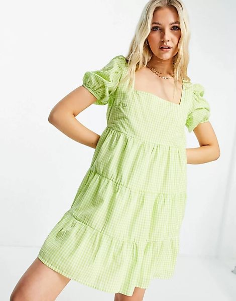Influence – Strandkleid mit grünem Karomuster günstig online kaufen
